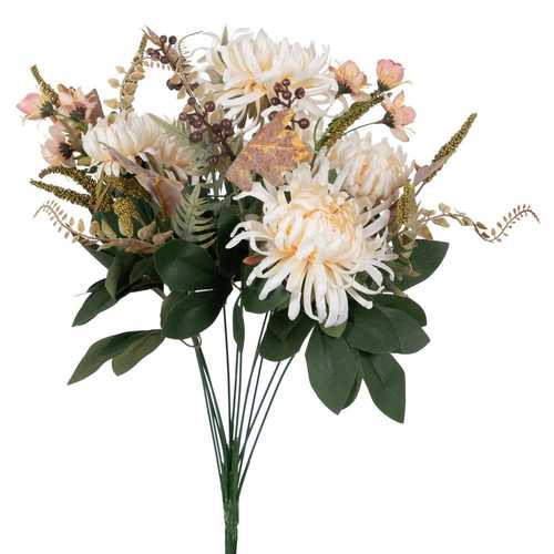 BOUQUET CRISANTEMO BLANCO PVC-TEJIDO 52 CM