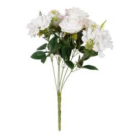 BOUQUET ROSAS BLANCO PVC-TEJIDO 43 CM