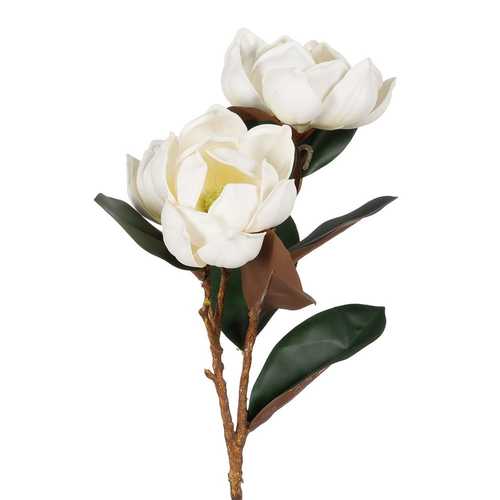 FLOR MAGNOLIA BLANCO GOMA DECORACIÓN 73 CM