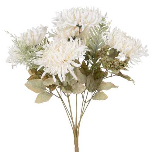 BOUQUET CRISANTEMO BLANCO PVC-TEJIDO 39 CM