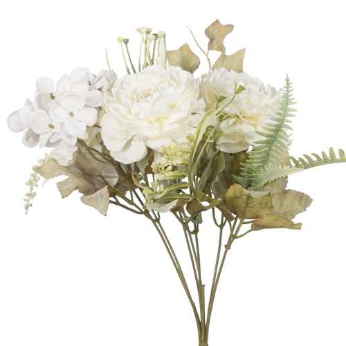 BOUQUET MIXTO BLANCO PVC-TEJIDO 30 CM