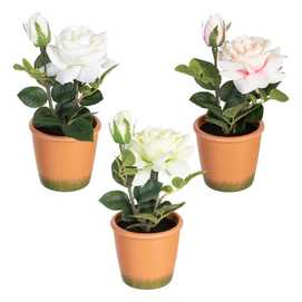 PLANTA ROSAS 3/M BLANCO-ROSA ARTIFICIAL 13 X 13 X 28 CM