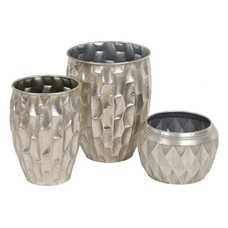 MACETERO PLATA METAL DECORACIÓN 39 X 39 X 51 CM