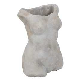 MACETERO BUSTO GRIS CEMENTO DECORACIÓN 19 X 13,50 X 27 CM