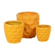 MACETERO AMARILLO RESINA DECORACIÓN 49 X 49 X 49 CM MACETERO AMARILLO RESINA DECORACIÓN 49 X 49 X 49 CM