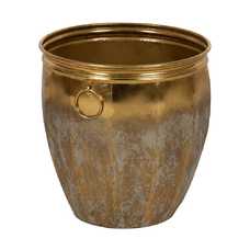 S/3 MACETEROS ORO METAL DECORACIÓN 41 X 41 X 42,50 CM