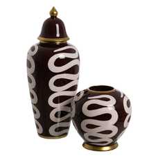 JARRÓN BLANCO-MARRÓN PORCELANA 20 X 20 X 21 CM JARRÓN BLANCO-MARRÓN PORCELANA 20 X 20 X 21 CM