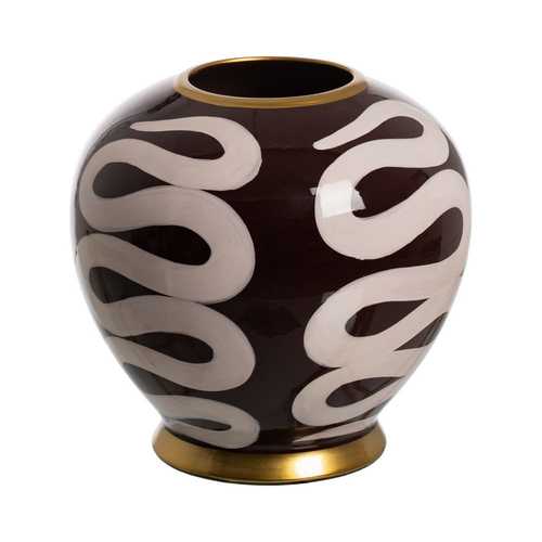 JARRÓN BLANCO-MARRÓN PORCELANA 20 X 20 X 21 CM