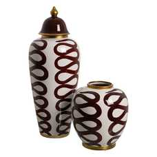 JARRÓN BLANCO-MARRÓN PORCELANA 25 X 25 X 29 CM JARRÓN BLANCO-MARRÓN PORCELANA 25 X 25 X 29 CM