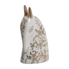 FIGURA CABALLO 2/M BLANCO-MARRÓN 14 X 8 X 26 CM