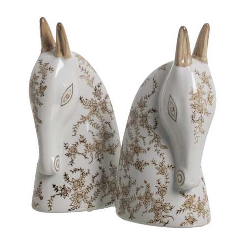 FIGURA CABALLO 2/M BLANCO-MARRÓN 14 X 8 X 26 CM