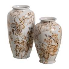 JARRÓN BLANCO-MARRÓN PORCELANA 19 X 19 X 33 CM JARRÓN BLANCO-MARRÓN PORCELANA 19 X 19 X 33 CM