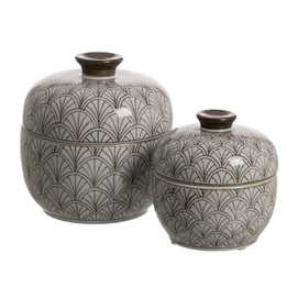 CAJA BLANCO-MARRÓN PORCELANA DECORACIÓN 15 X 15 X 13 CM