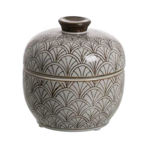 CAJA BLANCO-MARRÓN PORCELANA DECORACIÓN 15 X 15 X 13 CM