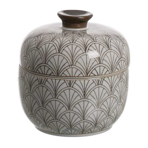 CAJA BLANCO-MARRÓN PORCELANA DECORACIÓN 18 X 18 X 19 CM