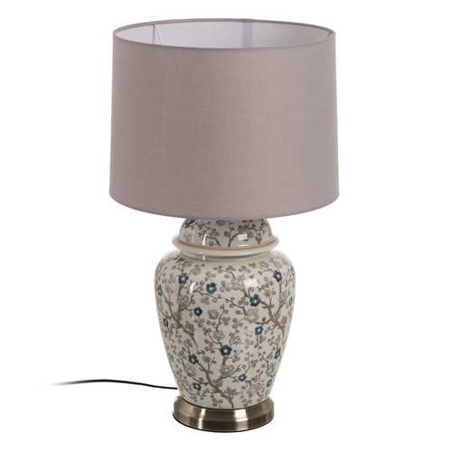 LÁMPARA MESA BLANCO-GRIS PORCELANA 23 X 23 X 44 CM