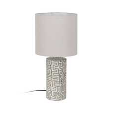 LÁMPARA MESA BLANCO-GRIS CERÁMICA 29 X 29 X 59 CM LÁMPARA MESA BLANCO-GRIS CERÁMICA 29 X 29 X 59 CM