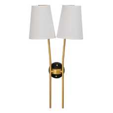 APLIQUE PARED ORO-NEGRO METAL-TEJIDO 32 X 16 X 64 CM