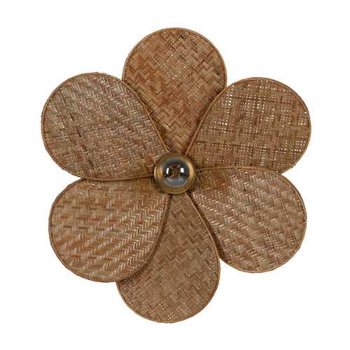 APLIQUE PARED FIBRA NATURAL ILUMINACIÓN 43 X 15 X 43 CM