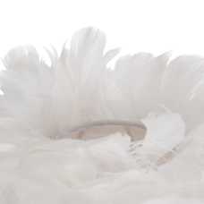 LÁMPARA MESA BLANCO-ORO PLUMAS 28 X 28 X 42 CM LÁMPARA MESA BLANCO-ORO PLUMAS 28 X 28 X 42 CM