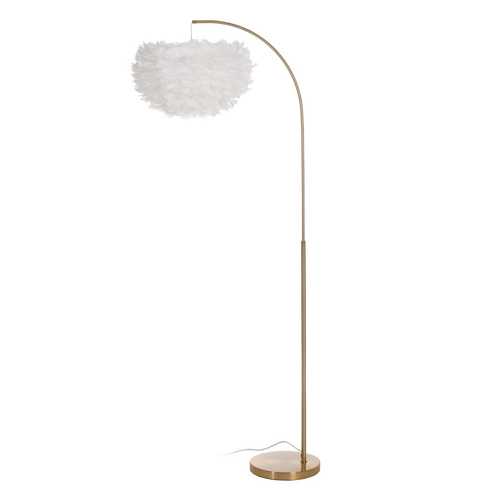 LÁMPARA SUELO BLANCO-ORO PLUMAS 68 X 40 X 175 CM