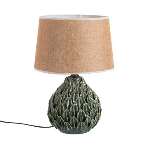 LÁMPARA MESA HOJAS VERDE CERÁMICA 33 X 33 X 47 CM