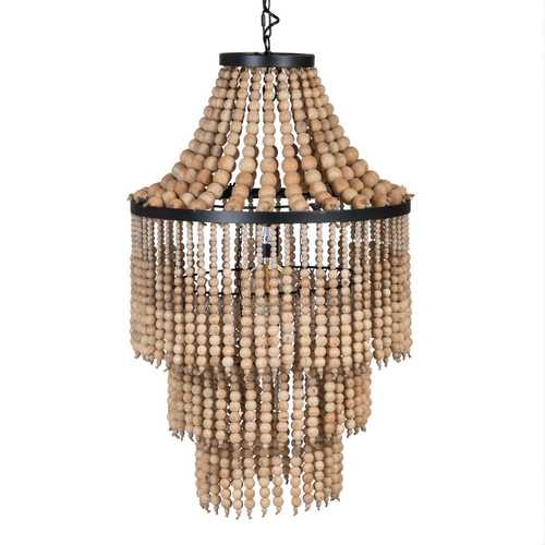 LÁMPARA TECHO CUENTAS NATURAL 50 X 50 X 82 CM