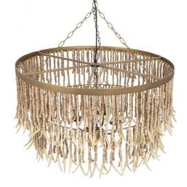 LÁMPARA TECHO CUENTAS NATURAL 80 X 80 X 46 CM