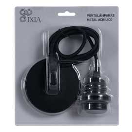 PORTALÁMPARAS NEGRO METAL / ACRÍLICO