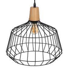 LÁMPARA TECHO NEGRO-NATURAL METAL 36 X 36 CM