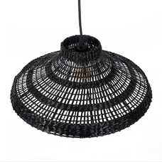 LÁMPARA TECHO NEGRO FIBRA NATURAL 40 X 40 X 15 CM