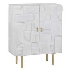 ARMARIO BLANCO-ORO MADERA / METAL SALÓN 92 X 43 X 116 CM