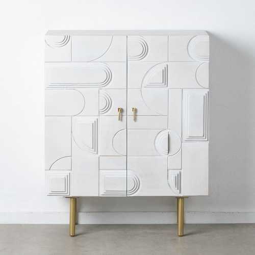 ARMARIO BLANCO-ORO MADERA / METAL SALÓN 92 X 43 X 116 CM