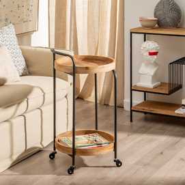 CAMARERA RUEDAS NATURAL-NEGRO 42 X 40,50 X 74 CM