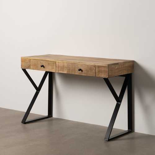 ESCRITORIO MARRÓN-NEGRO MADERA-METAL 120 X 50 X 77 CM