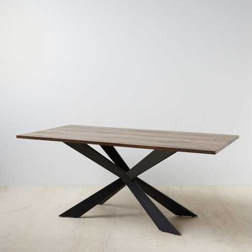 MESA COMEDOR NEGRO-MARRÓN METAL / MDF 180 X 93 X 75 CM