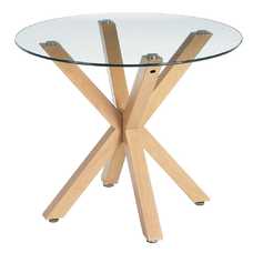 MESA COMEDOR NATURAL CRISTAL-METAL 90 X 90 X 76 CM