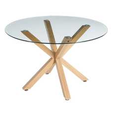 MESA COMEDOR NATURAL CRISTAL-METAL 120 X 120 X 76 CM