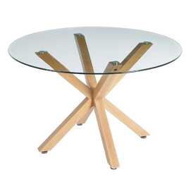MESA COMEDOR NATURAL CRISTAL-METAL 120 X 120 X 76 CM