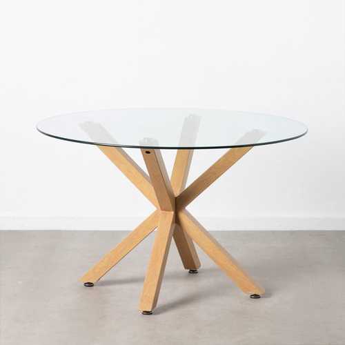 MESA COMEDOR NATURAL CRISTAL-METAL 120 X 120 X 76 CM