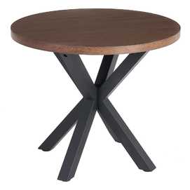 MESA COMEDOR MARRÓN-NEGRO DM-METAL 90 X 90 X 76 CM