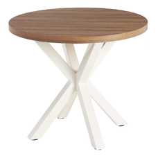 MESA COMEDOR NATURAL-BLANCO DM-METAL 90 X 90 X 76 CM