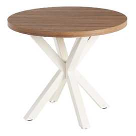 MESA COMEDOR NATURAL-BLANCO DM-METAL 90 X 90 X 76 CM