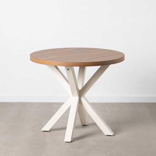MESA COMEDOR NATURAL-BLANCO DM-METAL 90 X 90 X 76 CM