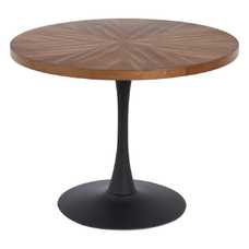 MESA COMEDOR NATURAL-NEGRO DM-METAL 100 X 100 X 76 CM