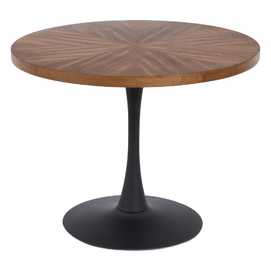 MESA COMEDOR NATURAL-NEGRO DM-METAL 100 X 100 X 76 CM