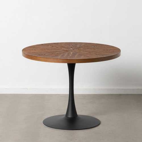 MESA COMEDOR NATURAL-NEGRO DM-METAL 100 X 100 X 76 CM