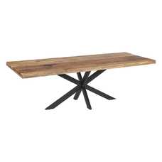 MESA COMEDOR NATURAL-NEGRO MADERA-HIERRO 240 X 100 X 79 CM