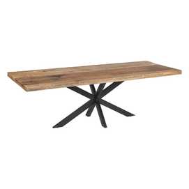 MESA COMEDOR NATURAL-NEGRO MADERA-HIERRO 240 X 100 X 79 CM