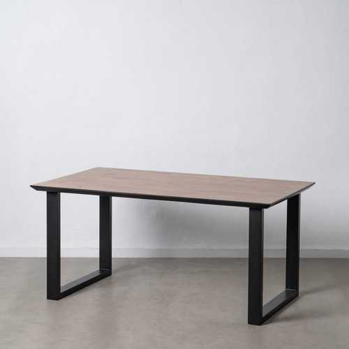 MESA COMEDOR NEGRO-MARRÓN MADERA-HIERRO 160 X 90 X 76 CM